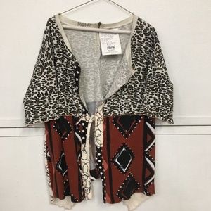 Mona Mixed Recycled Fabric Leopard Cardigan NWT